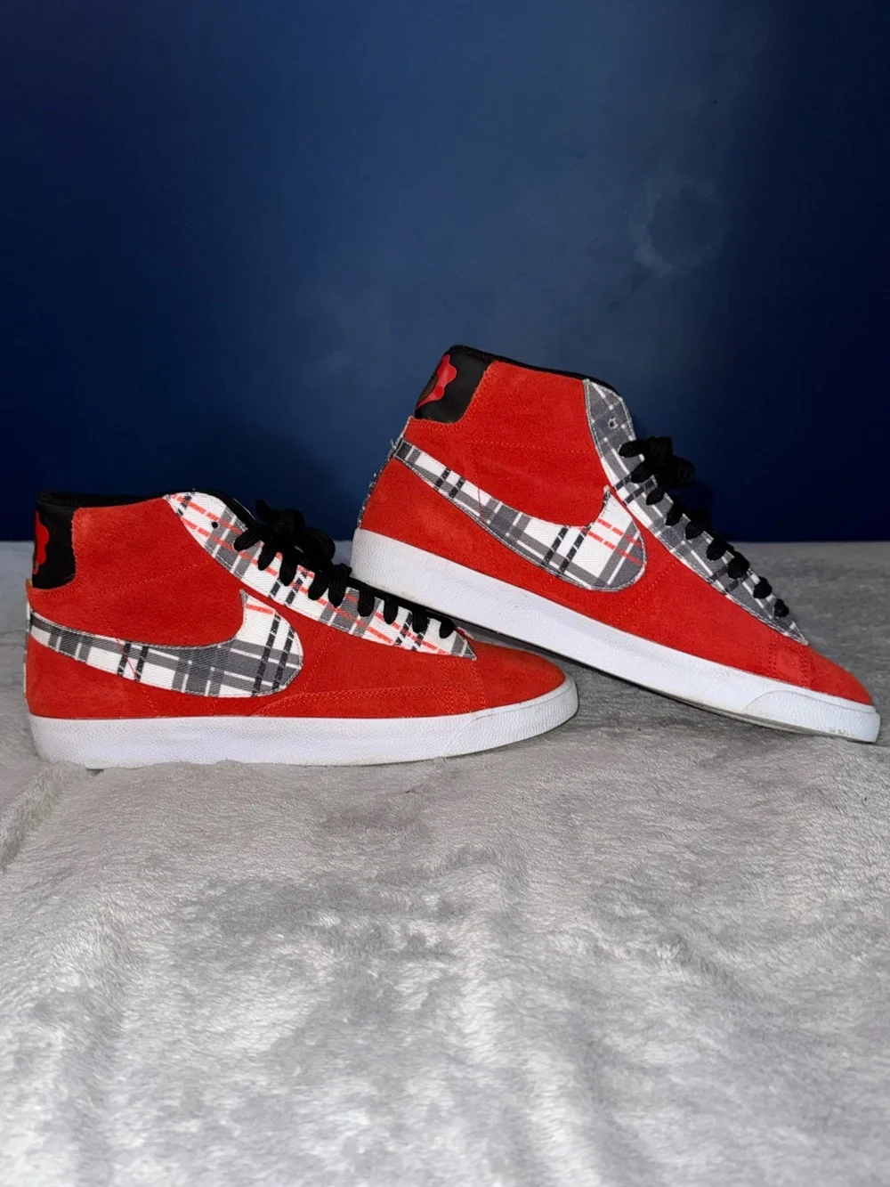 Mens Nike Blazer Mid Premium Ben Simmons Plaid Red Suede